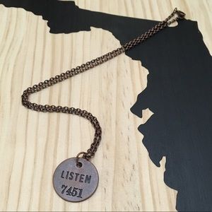 Metal "LISTEN" Pendant Necklace